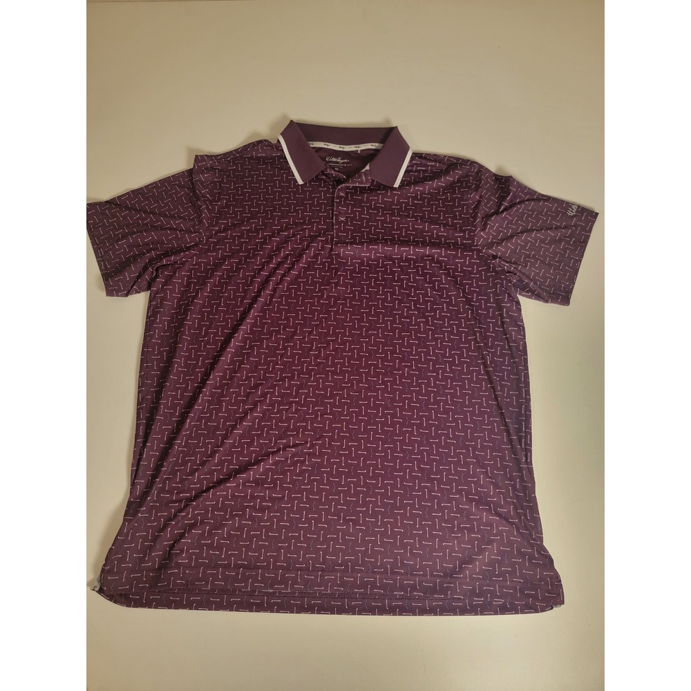 Walter Hagen Mens Purple Golf Club Print Performance Polo Shirt XL Short Sleeve